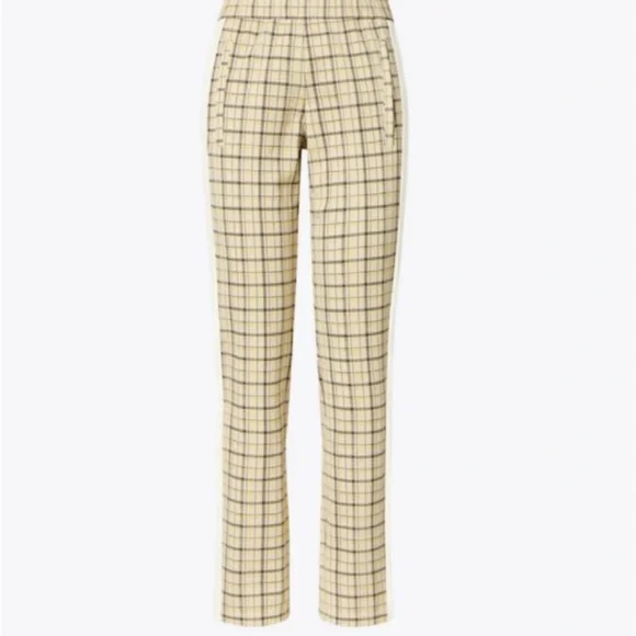 Tory Burch Tory Sport plaid Golf pants, yellow, size 4. NWOT - Picture 2 of 16